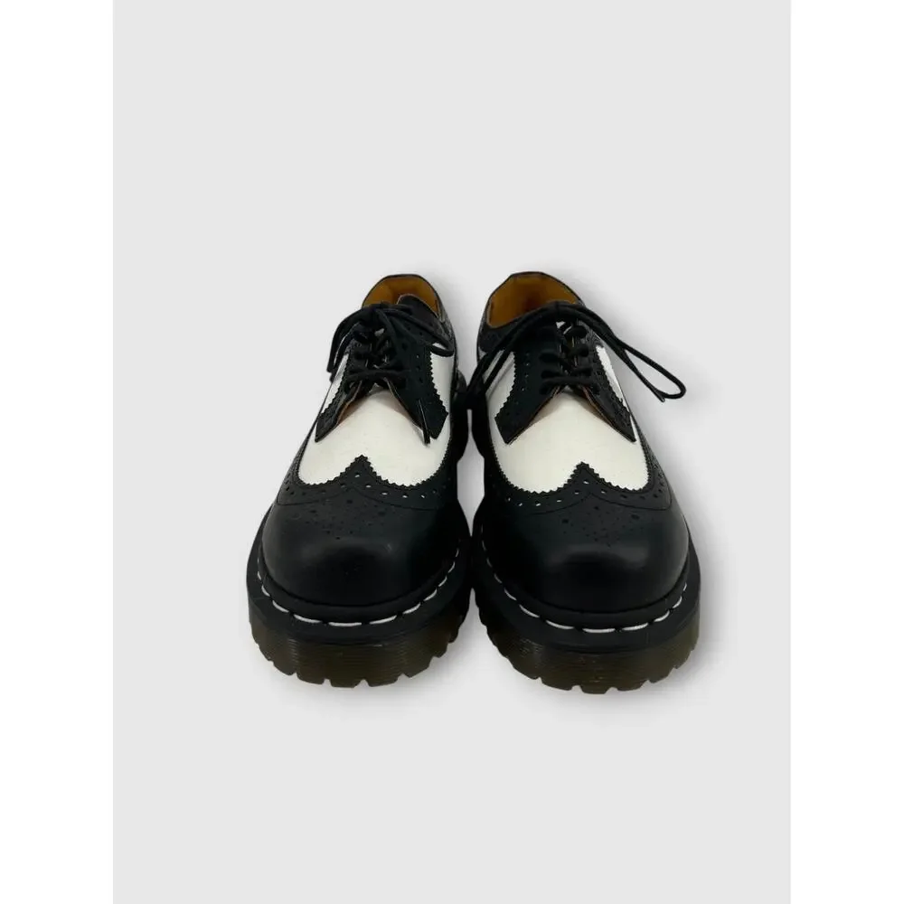 Dr. Martens Black & White Leather Wingtip Brogue Platform Oxfords Size 6